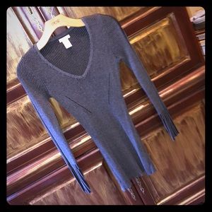 Cache grey stripe stretch lightweight sweater